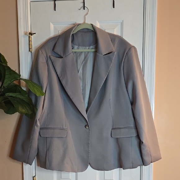 Temu Jackets & Blazers - Sophisticated Women's Blazer in Light Gray